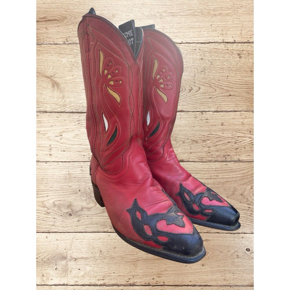 Rare Vintage ACME leather Western boots 7M - Picture 3 of 11